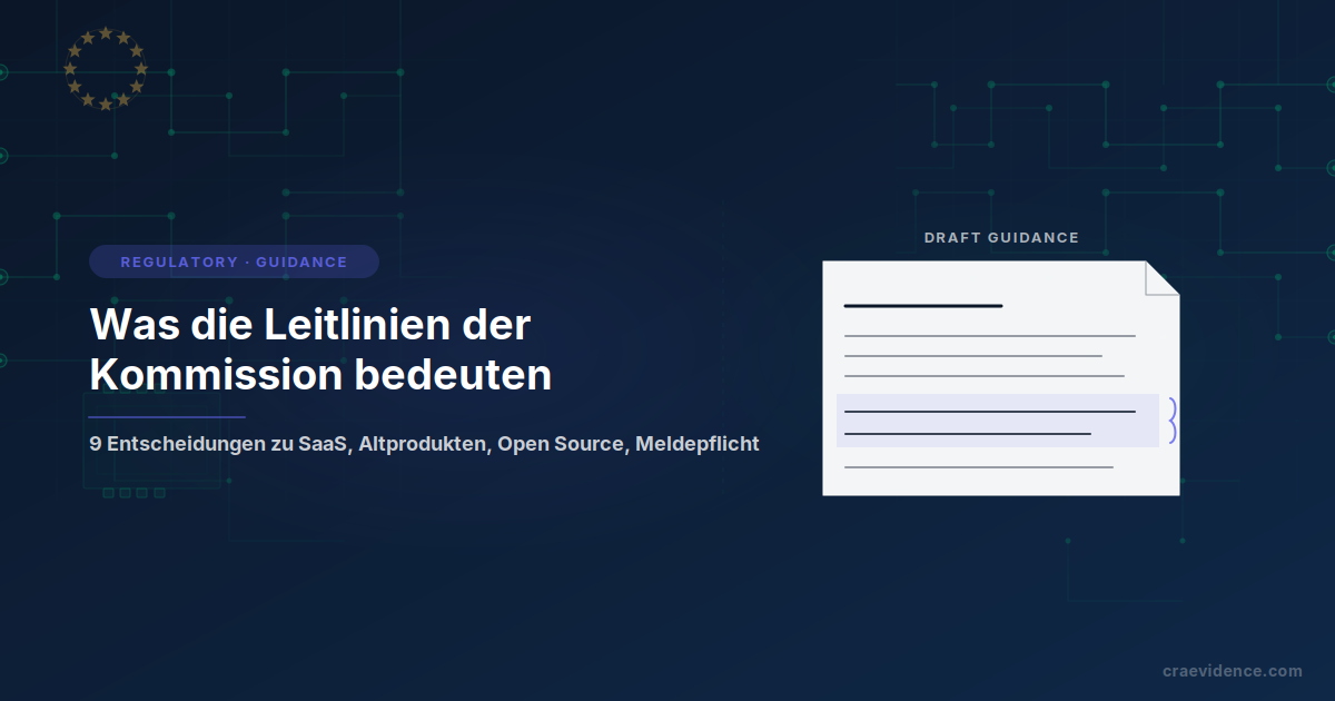 Blog-Vorschaukarte 'Was die Leitlinien der Kommission bedeuten' neben einem kommentierten Regulierungsdokument