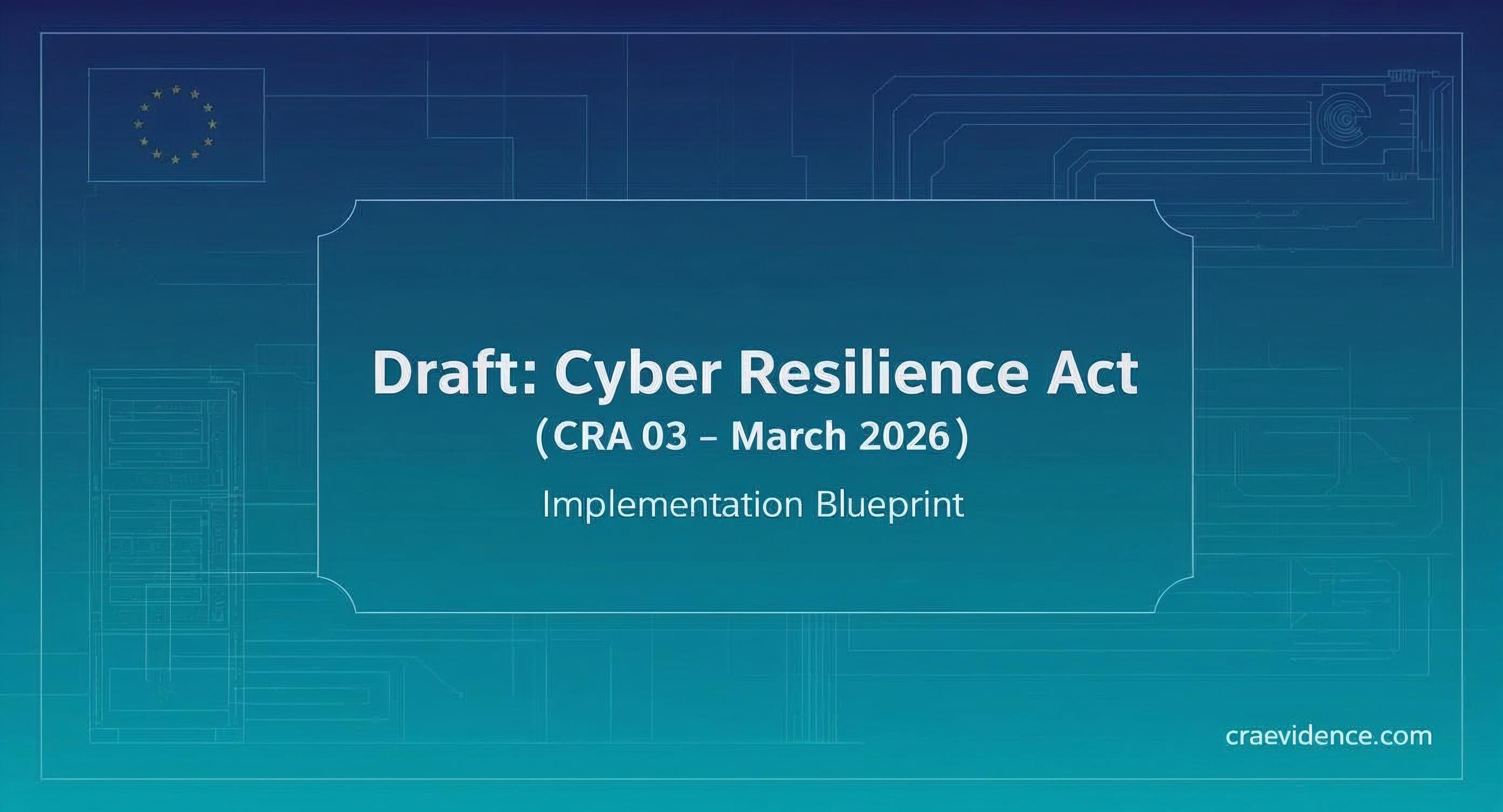 Gebäude der Europäischen Kommission mit einer Überlagerung des Leitliniendokuments zum Cyber Resilience Act mit wichtigen Compliance-Abschnitten