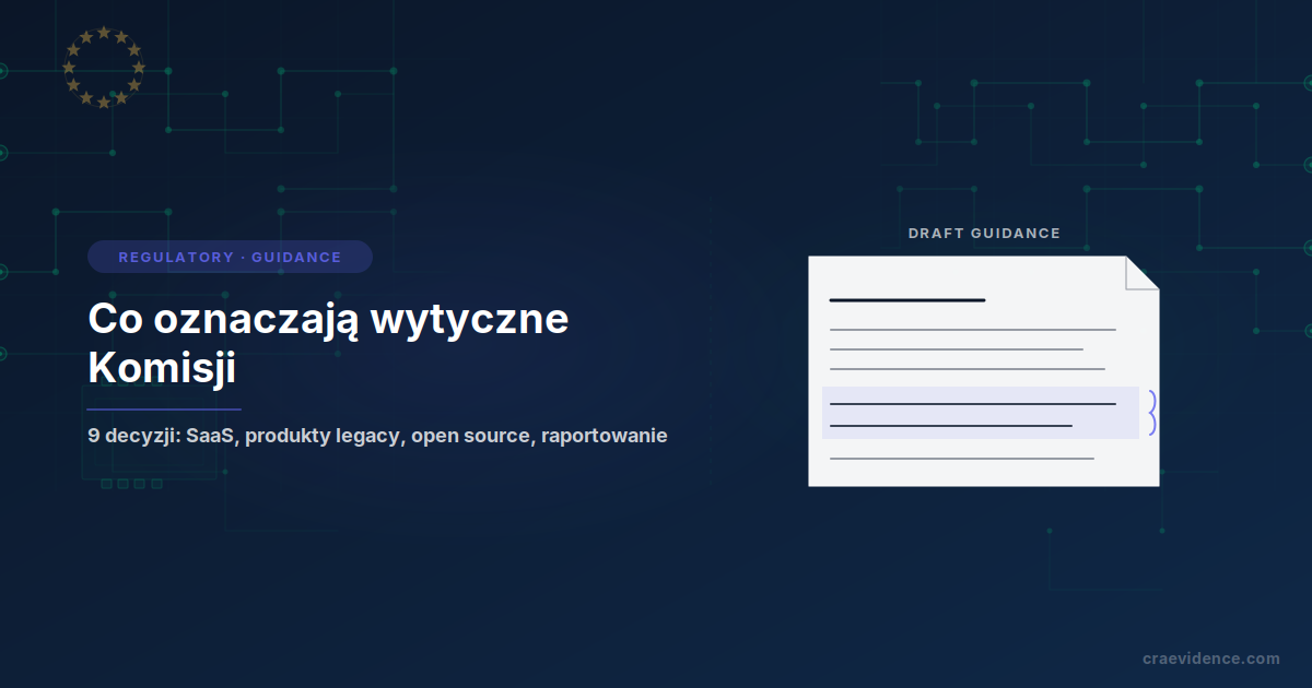 Karta podglądu bloga 'Co oznaczają wytyczne Komisji' obok adnotowanego dokumentu regulacyjnego