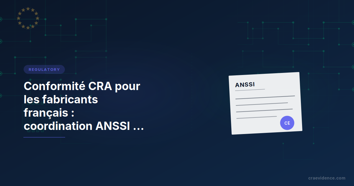 Note pays CRA pour les fabricants français : document officiel avec en-tête ANSSI et tampon CE dans le coin supérieur droit