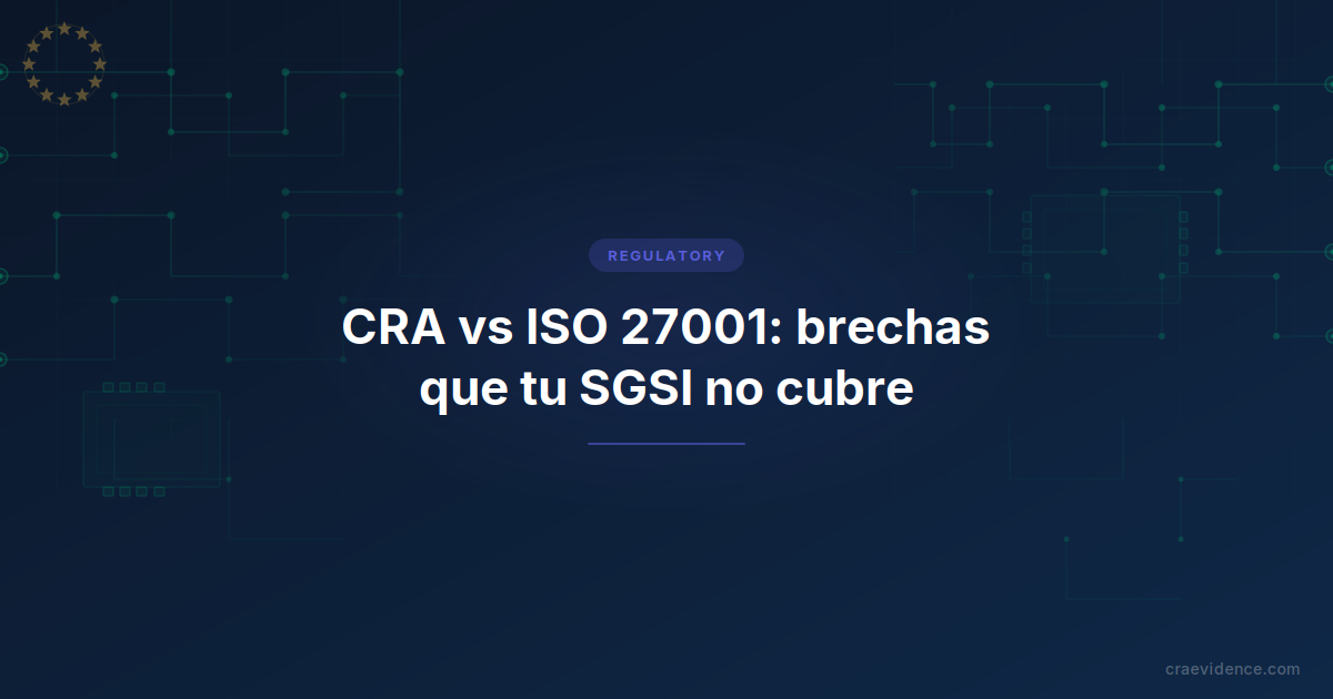 Tarjeta editorial CRA vs ISO 27001 sobre las brechas de cumplimiento que tu SGSI no cubre