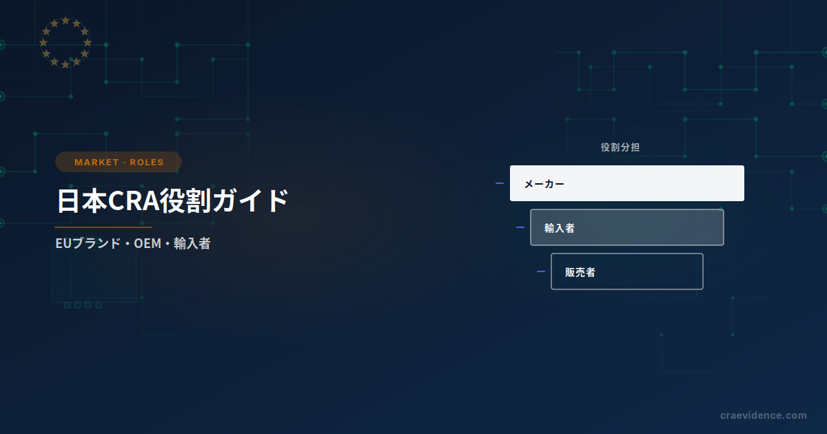 日本のFA・産業機器メーカーからEUブランド、輸入者、販売者へCRA証拠が渡る役割分担の図