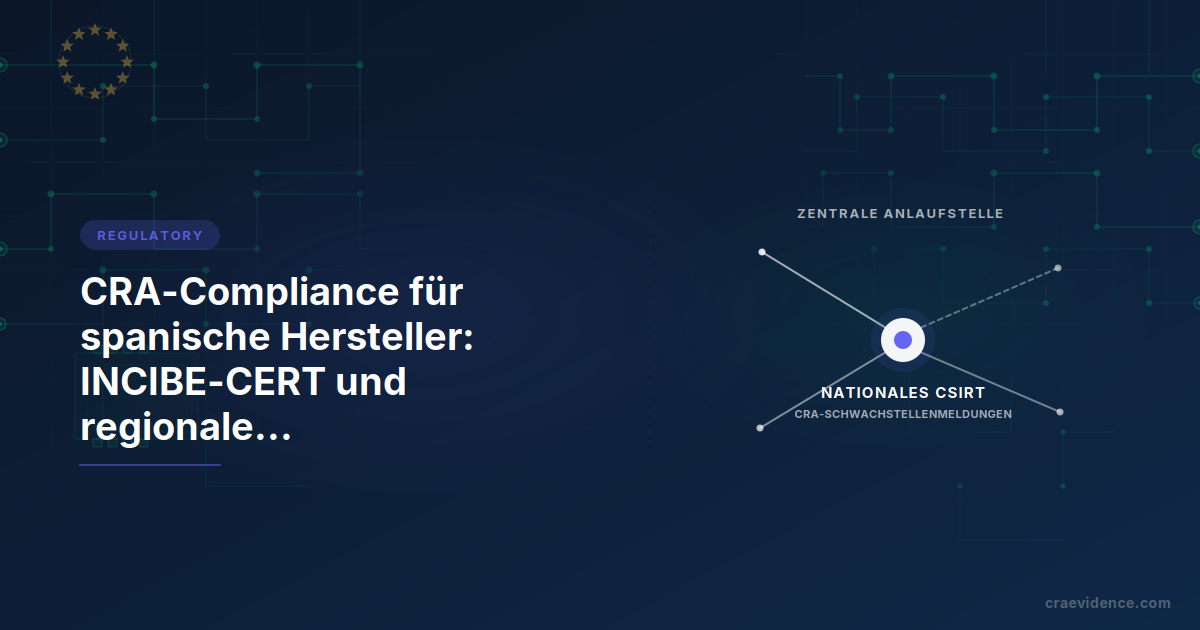 Länderleitfaden für spanische Hersteller unter der Cyberresilienz-Verordnung: nationale institutionelle Kette aus CSIRT für Schwachstellenmeldungen, notifizierter Stelle für Konformitätszertifikate und Marktüberwachungsbehörde für die Durchsetzung
