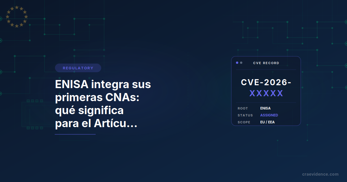 ENISA como CVE Root y notificación de vulnerabilidades del Artículo 14 del CRA: cadena de identificación de vulnerabilidades en la UE