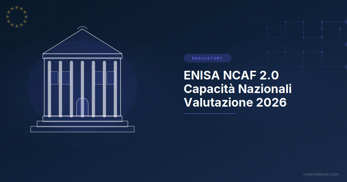 Diagramma del quadro ENISA NCAF 2.0: 20 obiettivi strategici distribuiti su quattro cluster, pubblicato ad aprile 2026