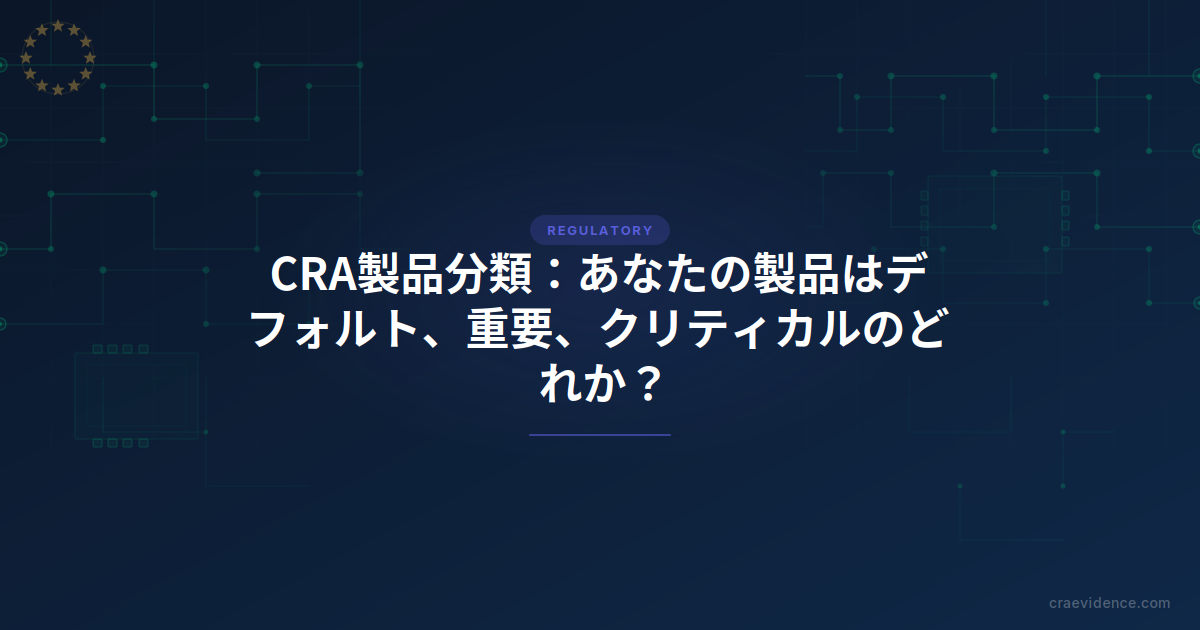 CRA製品分類の4カテゴリ（デフォルト・重要Class I/II・クリティカル）を示す分類チャート