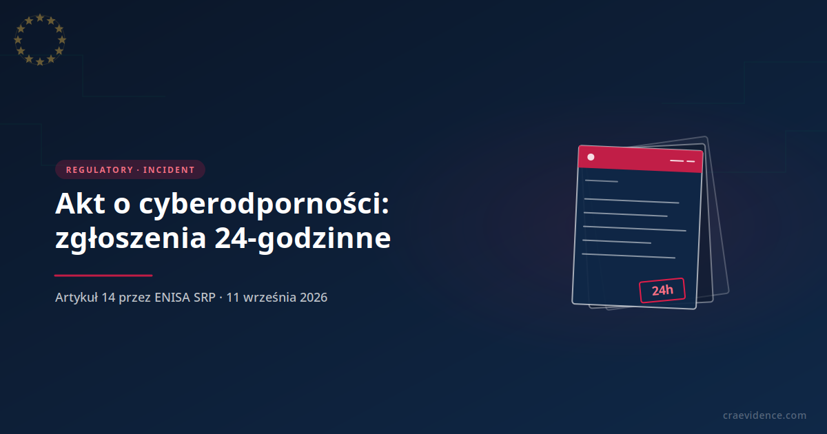 Akt o cyberodporności: zgłaszanie podatności w 24 godziny przez platformę ENISA SRP, Artykuł 14, 11 września 2026