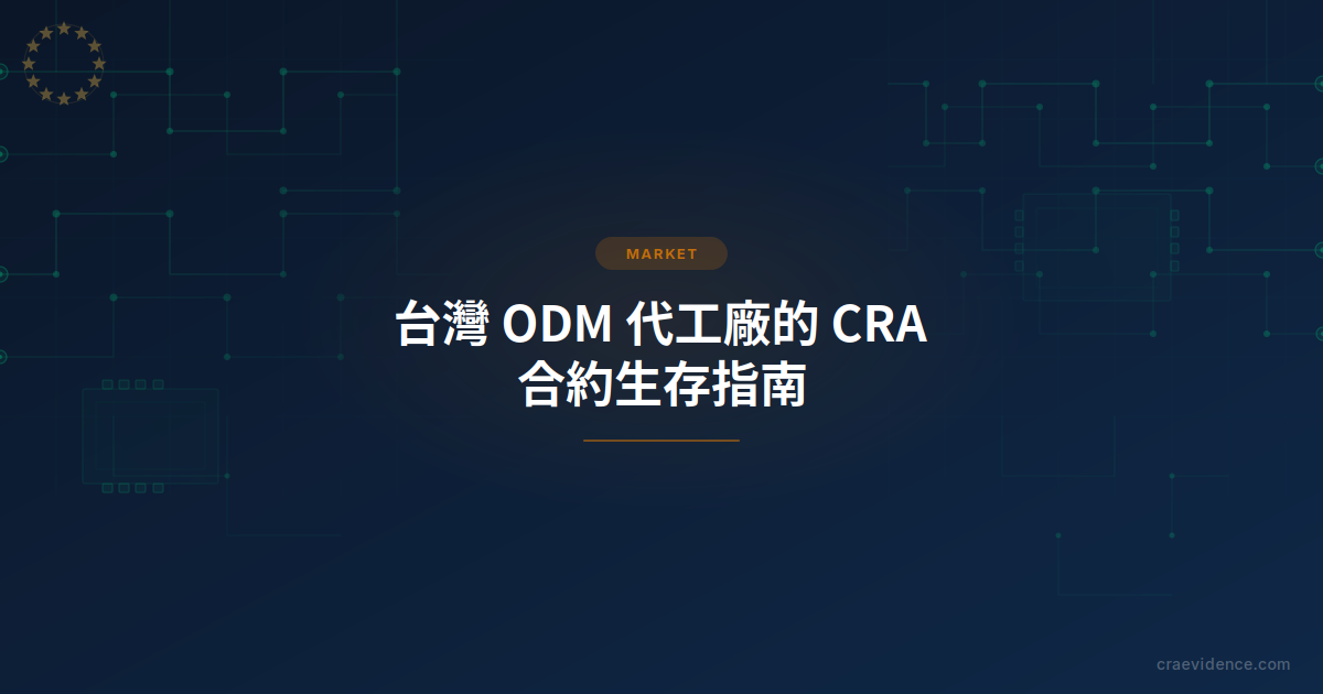 台灣五大 ODM 代工廠 CRA 合約義務示意圖，顯示 SBOM、CVD 政策與 12 小時通報 SLA
