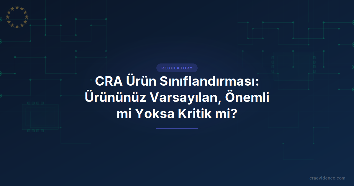 CRA ürün sınıflandırma kategorilerini gösteren karar akış diyagramı: Varsayılan, Önemli Sınıf I/II ve Kritik