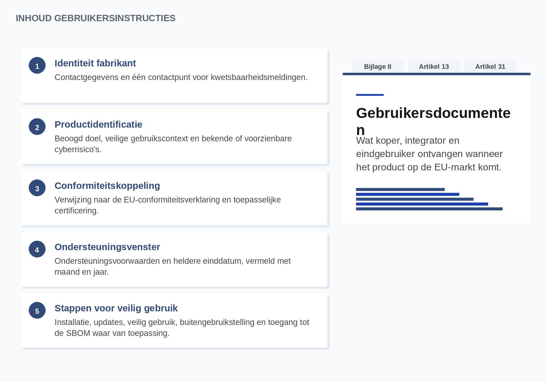 Inhoud gebruikersinstructies