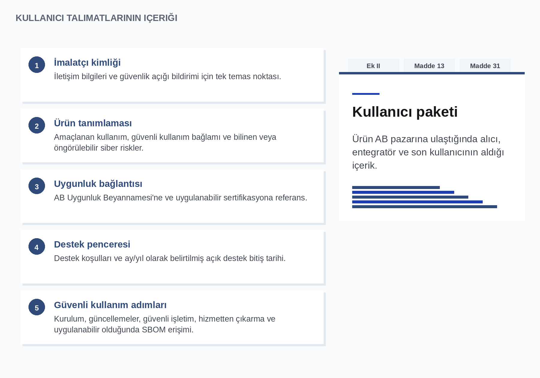 Kullanıcı talimatlarının içeriği
